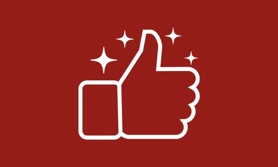 white thumbs up vector on a burgundy background